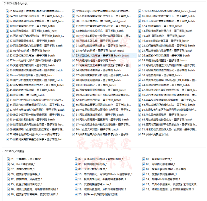 墨子SEO：最新seo培训VIP视频教程（价值9000元）